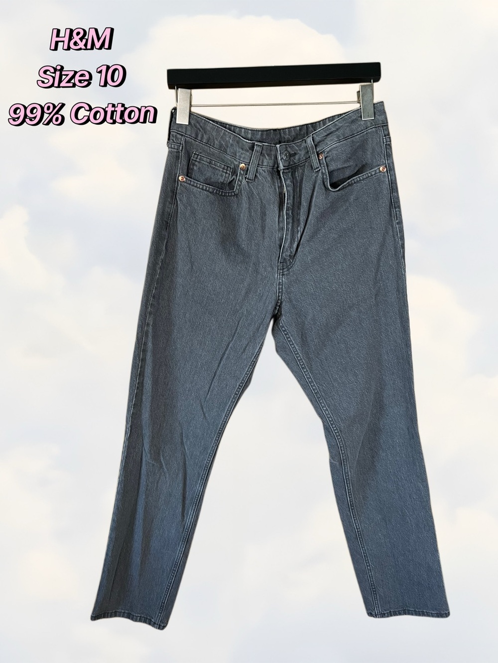 H&M Gray Vintage Straight High Waist Jeans - Size 10